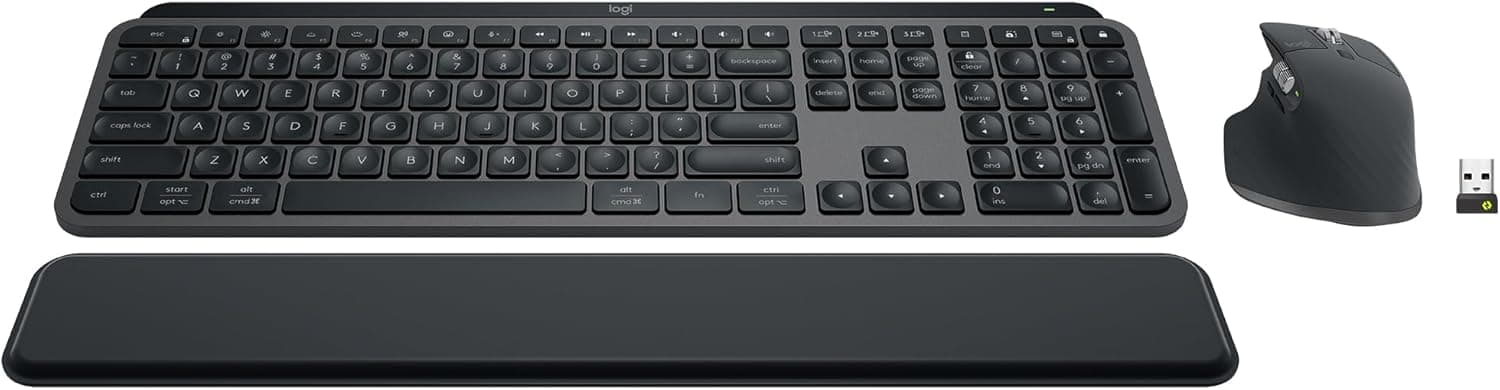 Logitech MX Keys S Combo - Performance Wireless Keyboard and Mouse with Palm Rest, Customizable Illumination, Fast Scrolling, Bluetooth, USB C, for Windows, Linux, Chrome, Mac,Color Graphite. - Best tier-3 home-office Gear