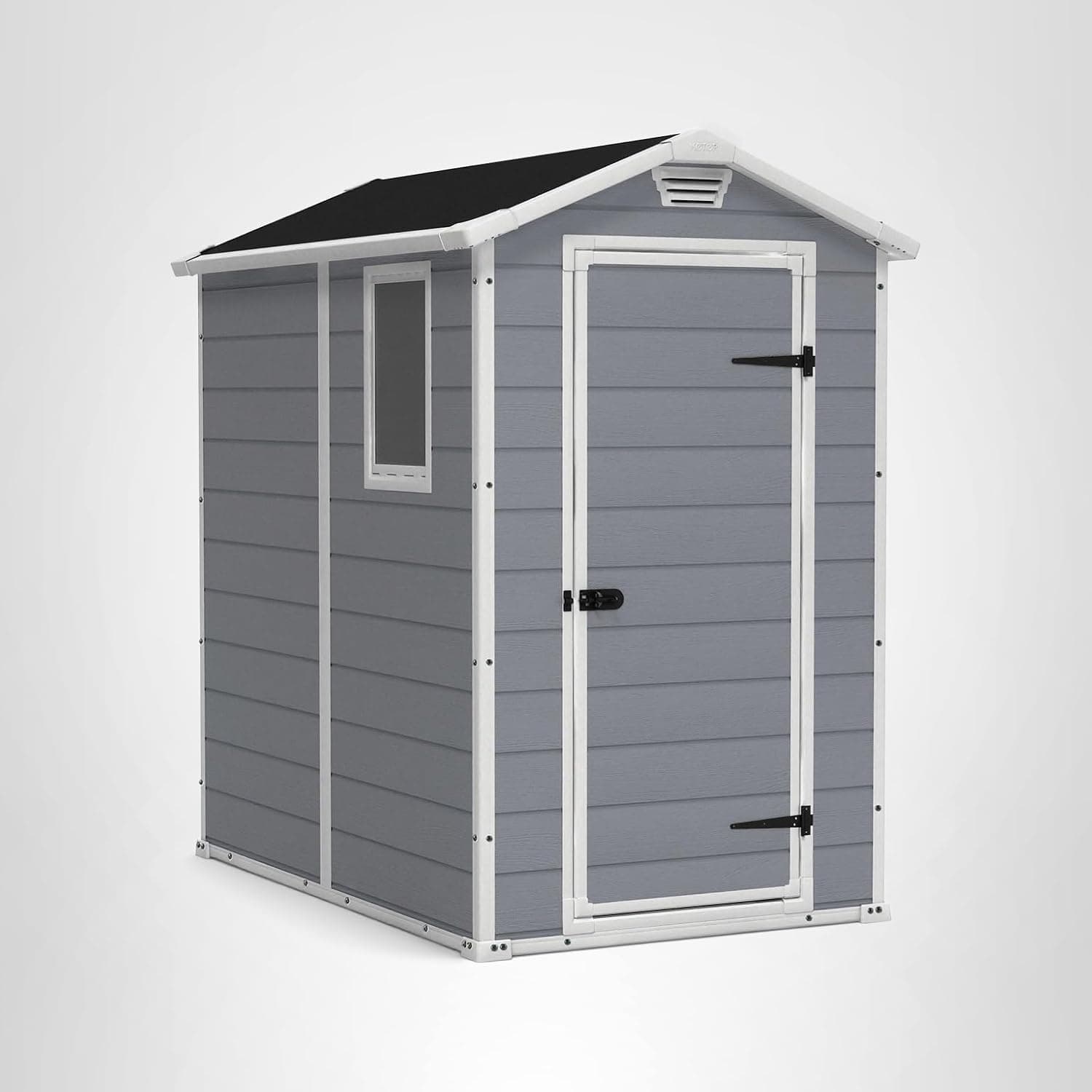 Keter Manor 4x6 Resin Outdoor Storage Shed Kit-Perfect to Store Patio Furniture, Garden Tools Bike Accessories, Beach Chairs and Lawn Mower, Grey & White - Best tier-1 universal Gear