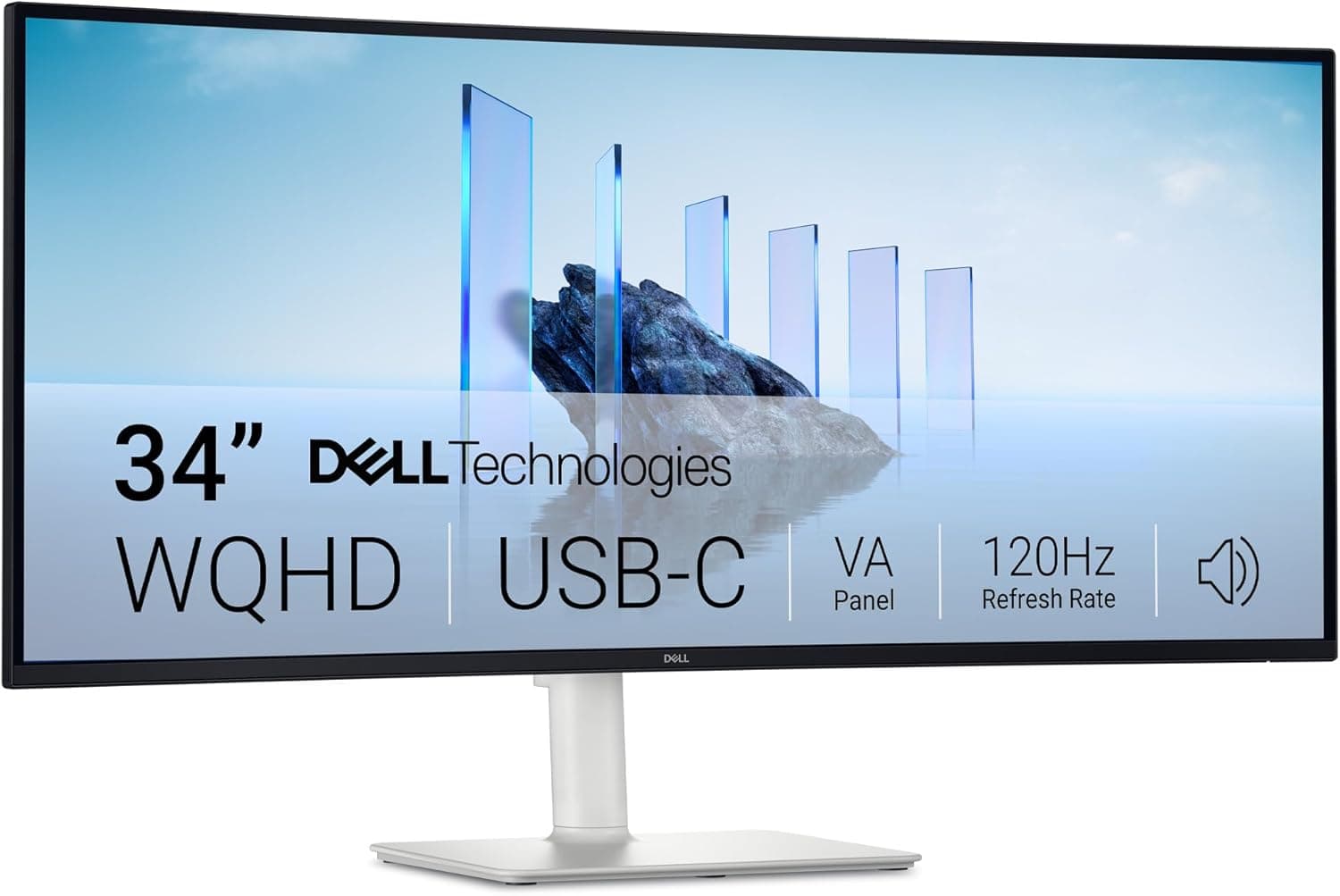 Dell 34 Plus USB-C Curved Monitor - S3425DW - 34-inch (3440 x 1440) up to 120 Hz 21:9 Display, VA Panel, AMD FreeSync Premium, 99% sRGB, 95% DCI-P3, Integrated Speakers, 3000:1 Contrast Ratio - Best tier-3 home-office Gear