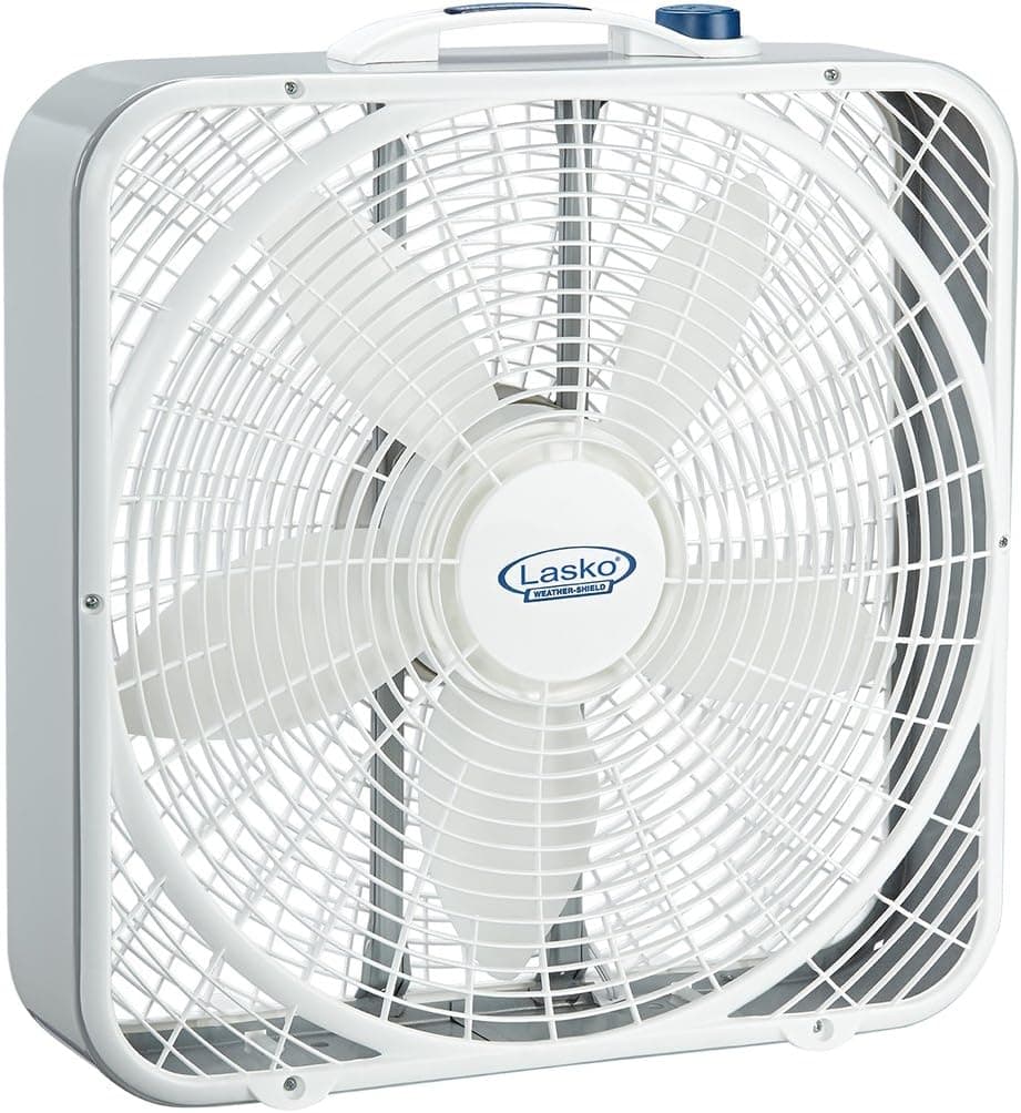 Lasko Weather-Shield Performance Box Fan, 3 Speeds, Innovative Wind Ring System for Up to 30% More Air, Carry Handle for Bedroom, Office, Home, 20 Inch, White, 3720 - Best tier-1 universal Gear