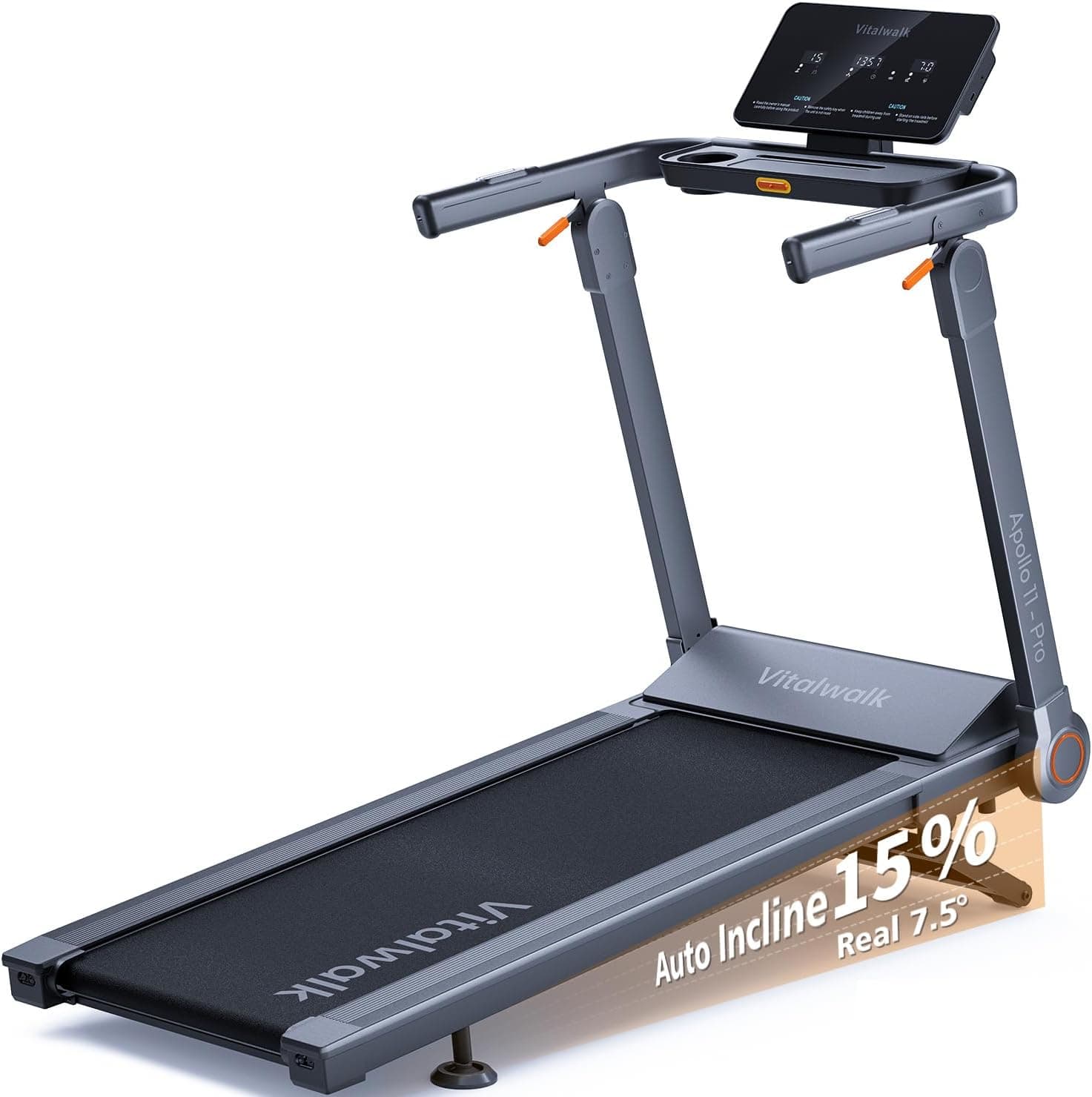 Foldable Treadmill with Auto Incline - Vitalwalk Commercial 48"x18" Wide Running Belt, 20% / 15% Incline, 10MPH, 3.5HP Brushless, Walking Pad Treadmill for Home, Auto Folding, No Installation, 350LBS - Best tier-3 gym Gear