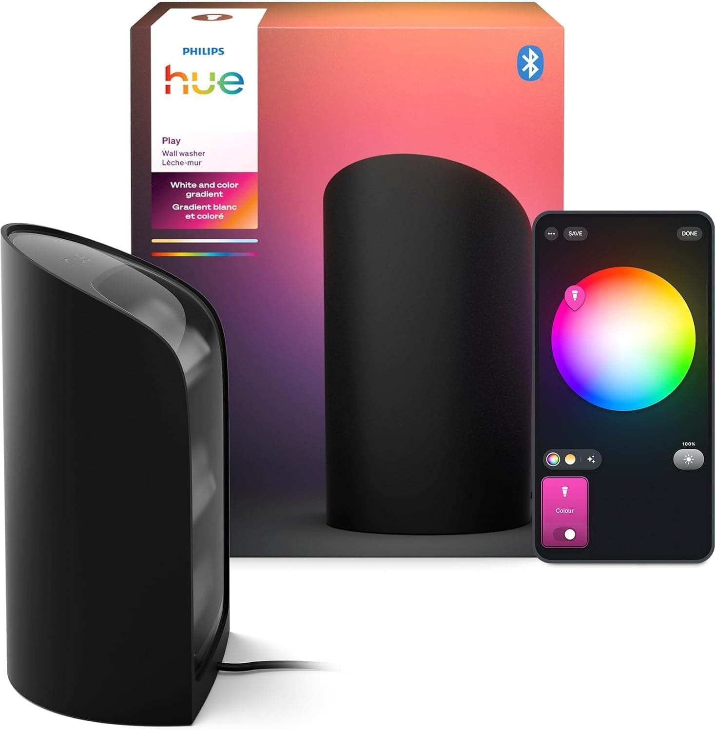 Philips Hue Play Smart Wall Washer Black, White & Color Light with ColorCast Technology, Bluetooth Compatible, Voice Control with Alexa, Apple Home & Google Assistant - Best tier-2 art-studio Gear