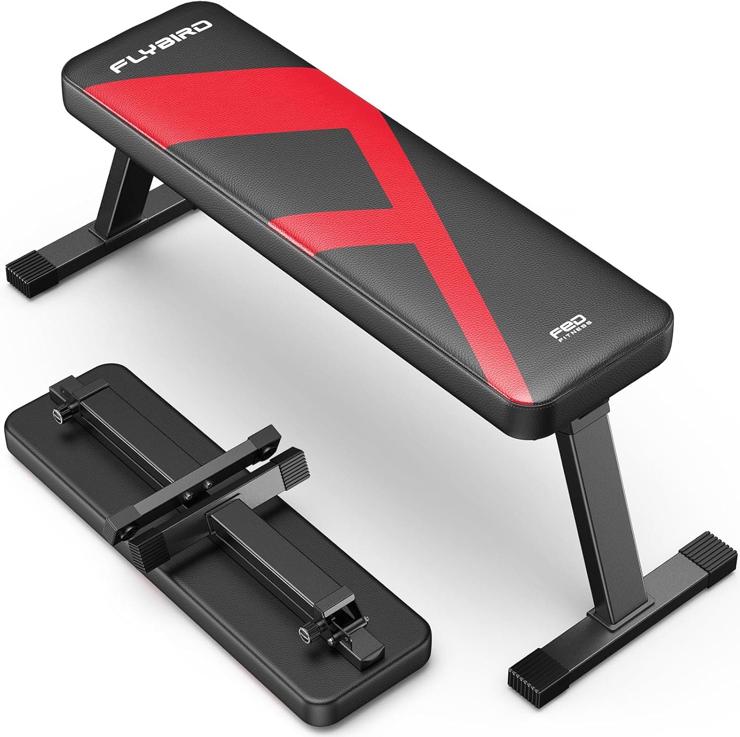 FLYBIRD Flat Bench, Foldable Flat Weight Bench Easy Assembly for Strength Training Bench Press, 600/1000 LBS 2 Versions - Best tier-2 gym Gear