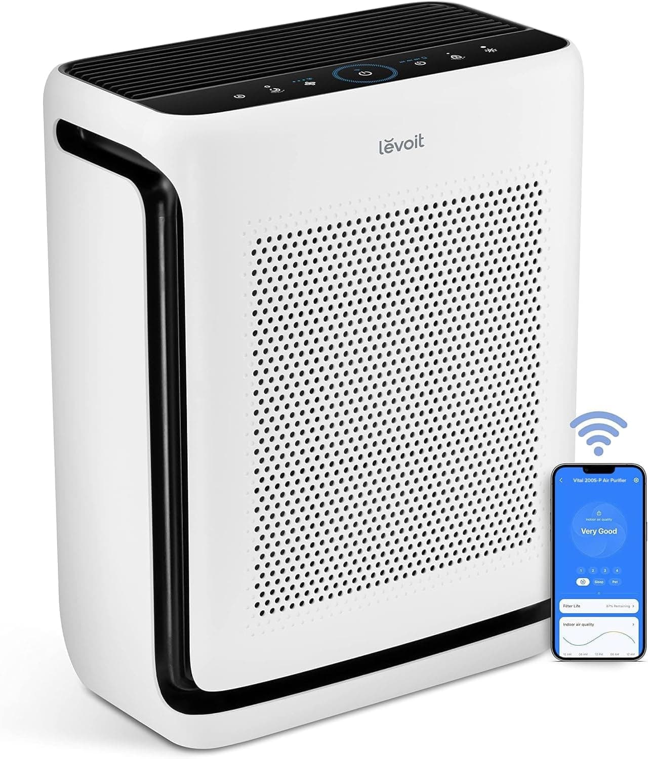 LEVOIT Air Purifiers for Home Large Room Up to 1875 Ft² with Washable Pre-Filter, AHAM VERIFIDE, Air Quality Monitor, HEPA Sleep Mode for Allergies, Pet Hair in Bedroom, Vital 200S-P, White - Best tier-3 art-studio Gear